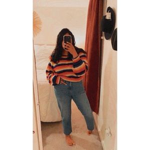 Cloud Chaser Rainbow Stripes Sweater Chunky Knit